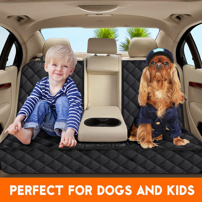 Premium Waterproof Dog Car Seat Cover - Durable Rear Seat Protector for Most Cars, SUVs, and Trucks (53” Width) - Black